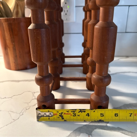 Vintage MCM Danish Teak Nissen Langaa 3 or 4 Bottle Wine Holder Signed - Picture 9 of 10